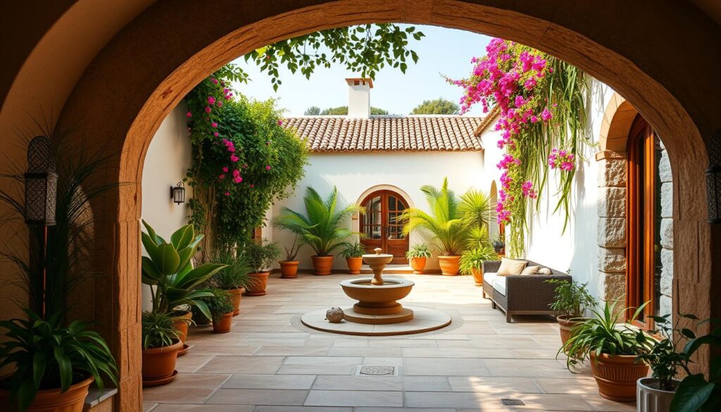 Mediterranean home with courtyard