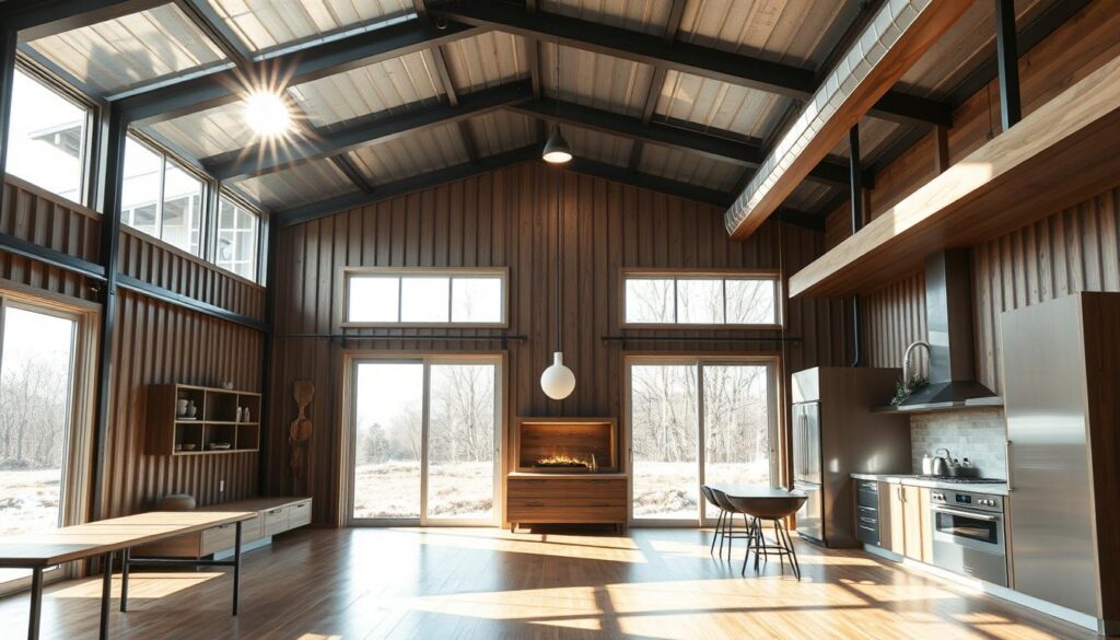 energy efficient modern metal home interiors